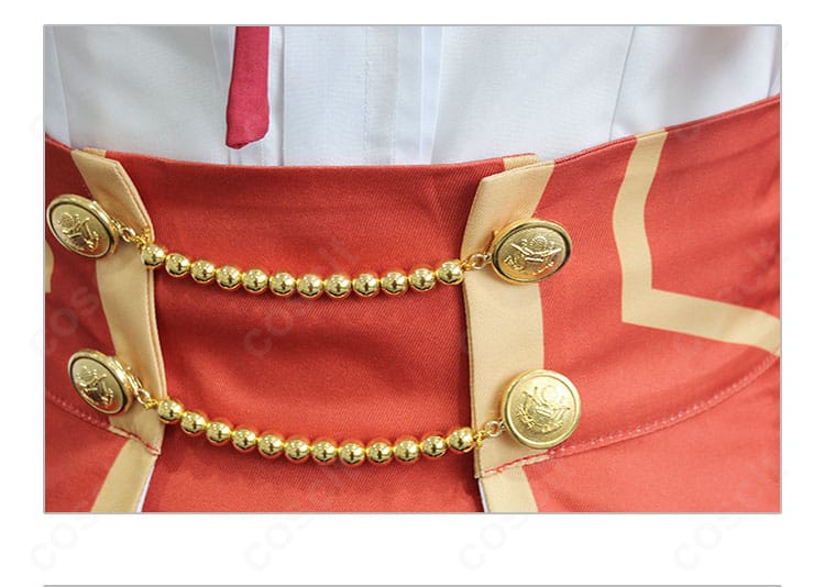 ユミエラ・ドルクネス衣装 腰周りの装飾クローズアップ。シンプルでエレガントな意匠と質感を表現。