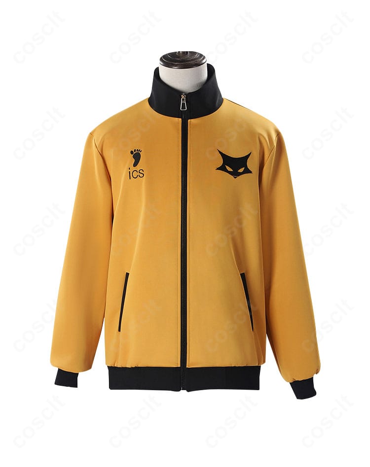 ハイキュー!! 日向翔陽 黒狼隊コスプレ衣装の正面全体カット（ロゴ刺繍とシルエット）