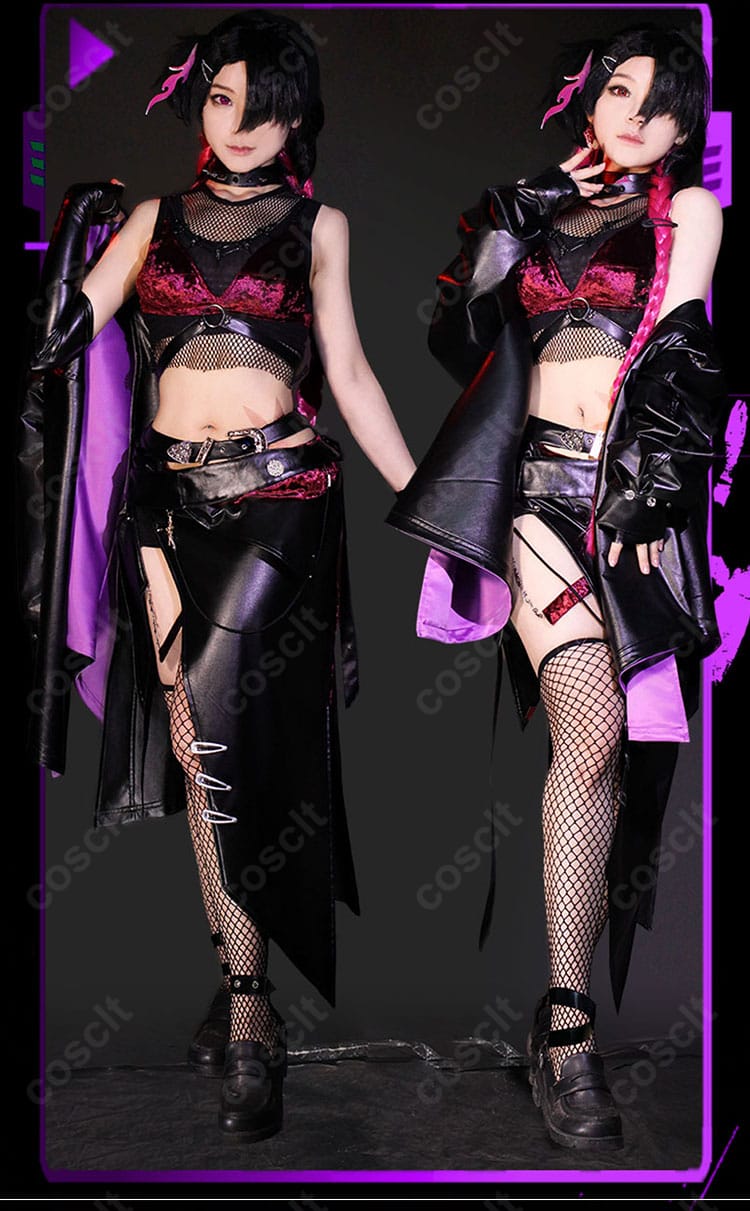 無期迷途 アザミ衣装の装飾アップ。チョーカー、ネックレス、耳飾りの質感と金属パーツの仕上げ、配色コントラストを詳細に収めた写真。