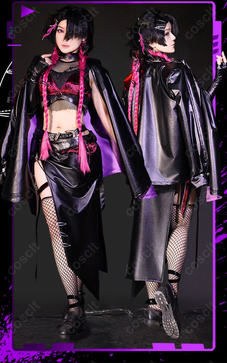 無期迷途 アザミ衣装の前後ビュー。コートの背面ライン、縫製の端処理、ベルトや足首飾りまで全体の完成度を確認できる写真。