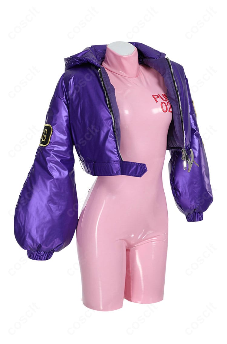 ONE PIECE ベガパンク リリス(Punk-02 悪)コスプレ衣装の側面。コートのハリ感とレッグカバーのラインを強調。