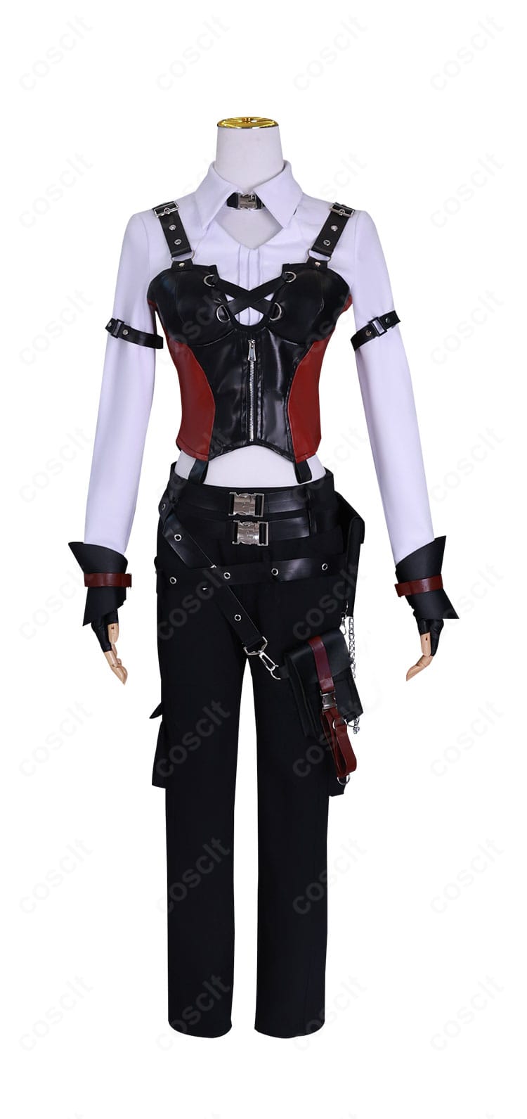 恋と深空 主人公 戦闘服コスプレの正面全身。シャープなシルエットと配色を高再現したデザイン