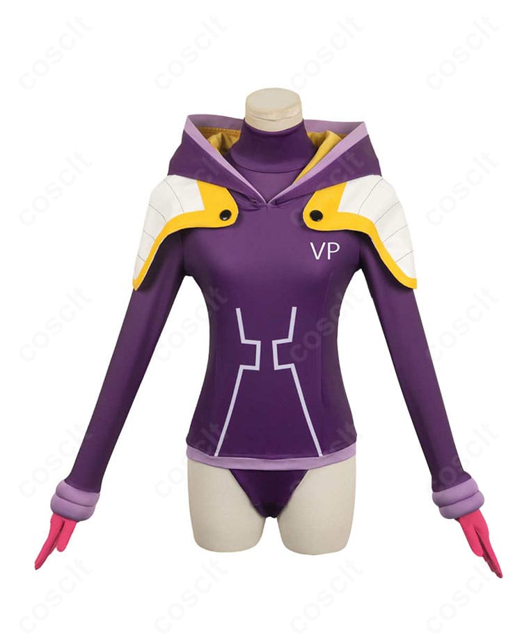 ONE PIECE ジュエリー・ボニー エッグヘッド編のコスプレ衣装 正面全体。ボディスーツと肩飾りの造形が分かる商品画像