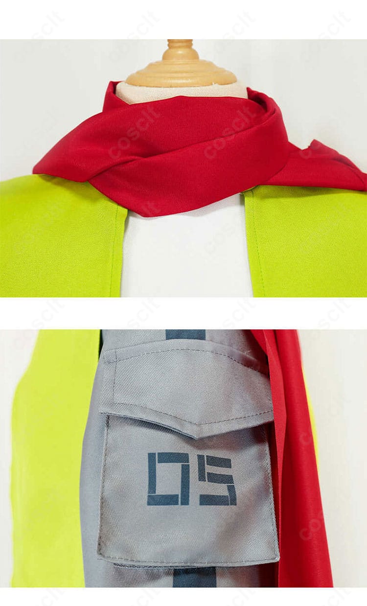 カミル 衣装のネックラインと袖口ディテール。刺繍風装飾が近距離撮影で映える精緻な仕上がり。