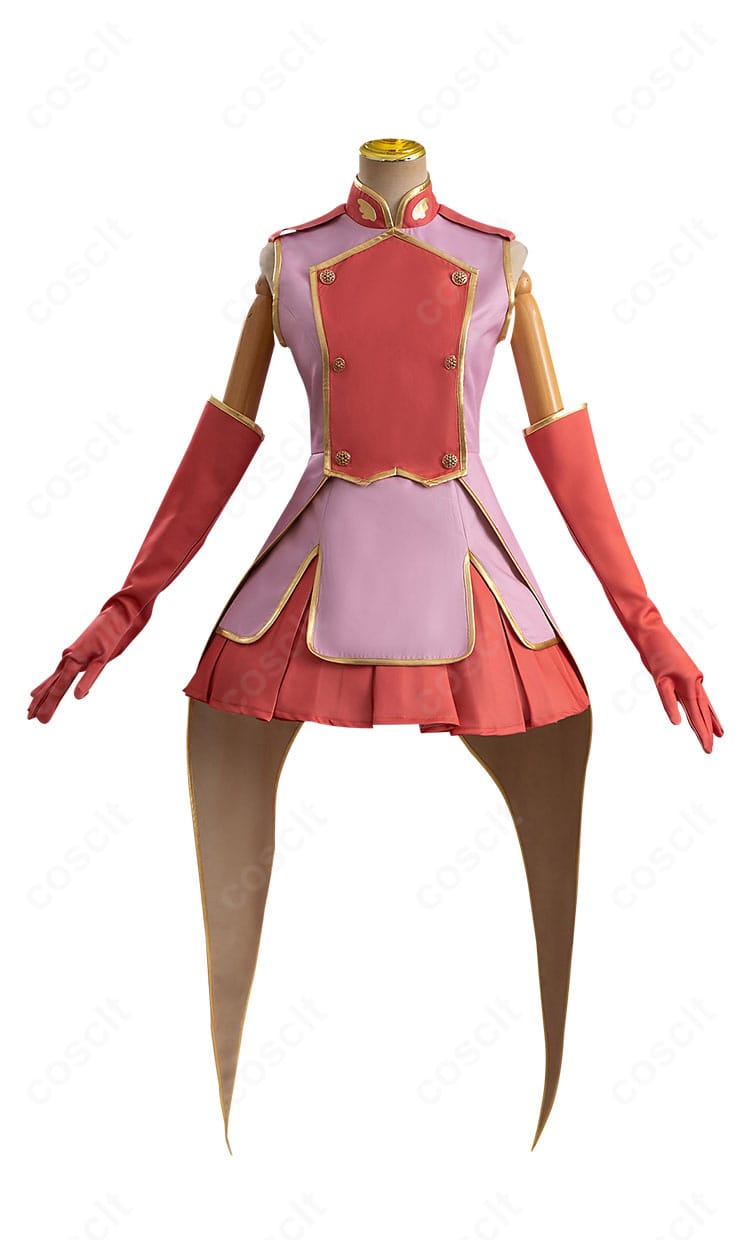 劇場版『カードキャプターさくら 封印されたカード』木之本桜のコスプレ衣装 正面全身。高発色と上品なシルエットを再現。