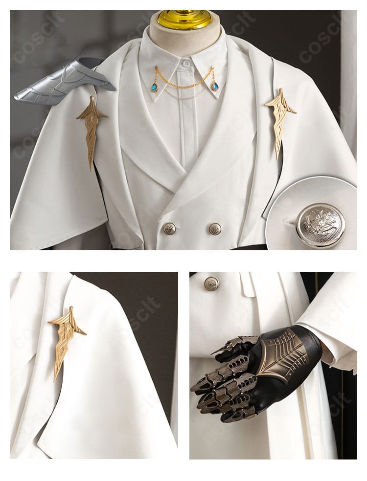 袖口・手袋・留め具のアップ。装飾パーツの精巧さと縫製の丁寧さを示すディテール。