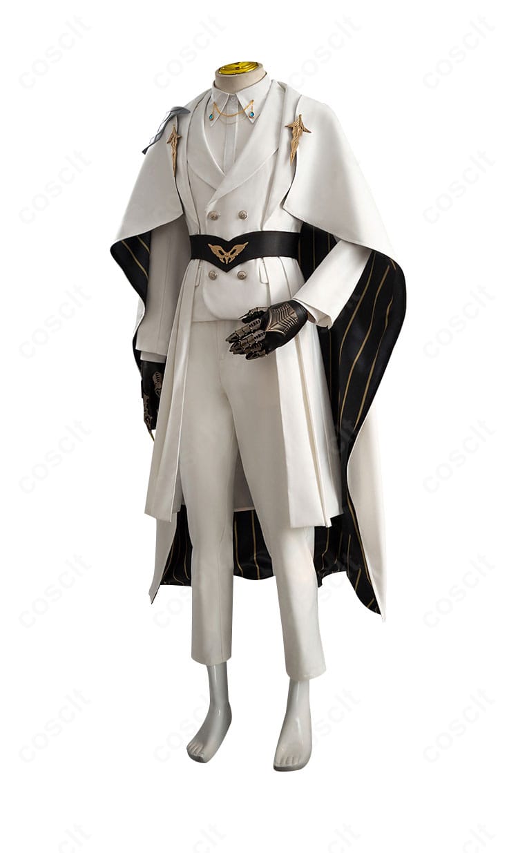 恋と深空 セイヤ衣装の側面ビュー。コートのラインとマントの落ち感、肩鎧の立体感を強調。