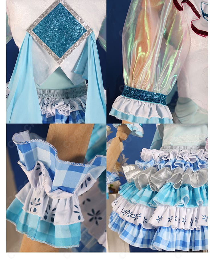 背面・袖口・スカート裾の装飾ディテール。立体的な質感と縫製の仕上がりが見える背面ビュー。