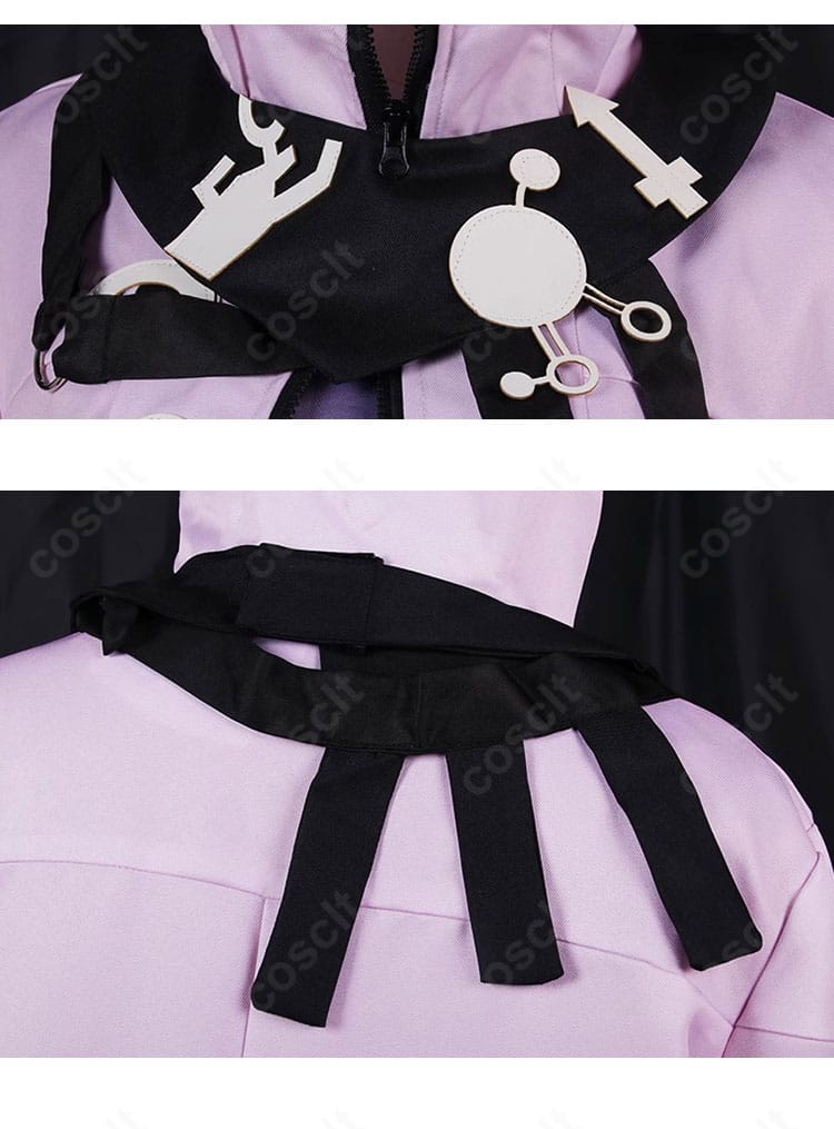 キララ衣装の襟元と首飾りディテール。アクセサリー配置と質感の再現を示す