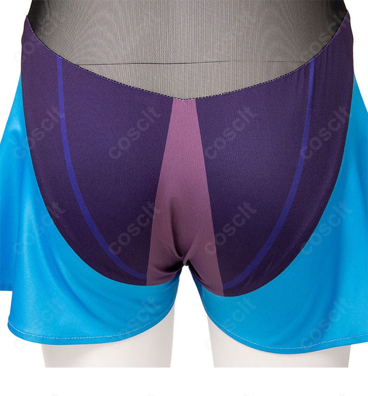 アシレーヌ コラボビジュアル衣装のレオタード下部背面。ヒップラインと縫い合わせの仕上がり。