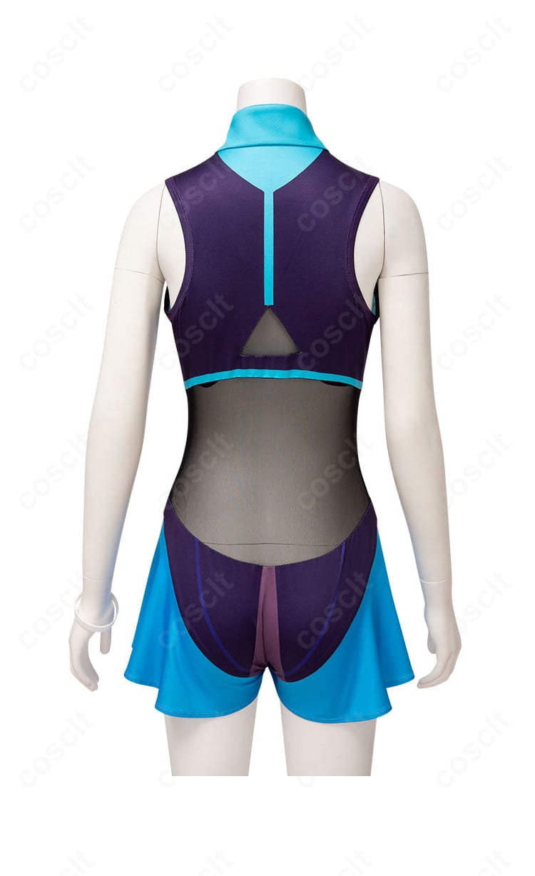 ポケモン×初音ミク アシレーヌ衣装の背面。背面開閉部と装飾の配置を示すバックビュー。