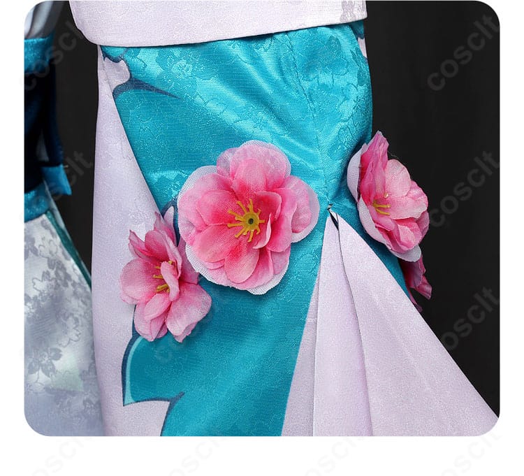 陰陽師×初音ミクコラボ衣装の袖の花飾りディテール、近接でも映える仕上げ