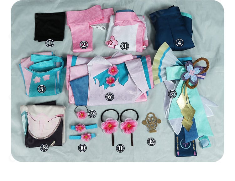 陰陽師×初音ミクコラボ衣装のセット一式を並べた構成イメージ