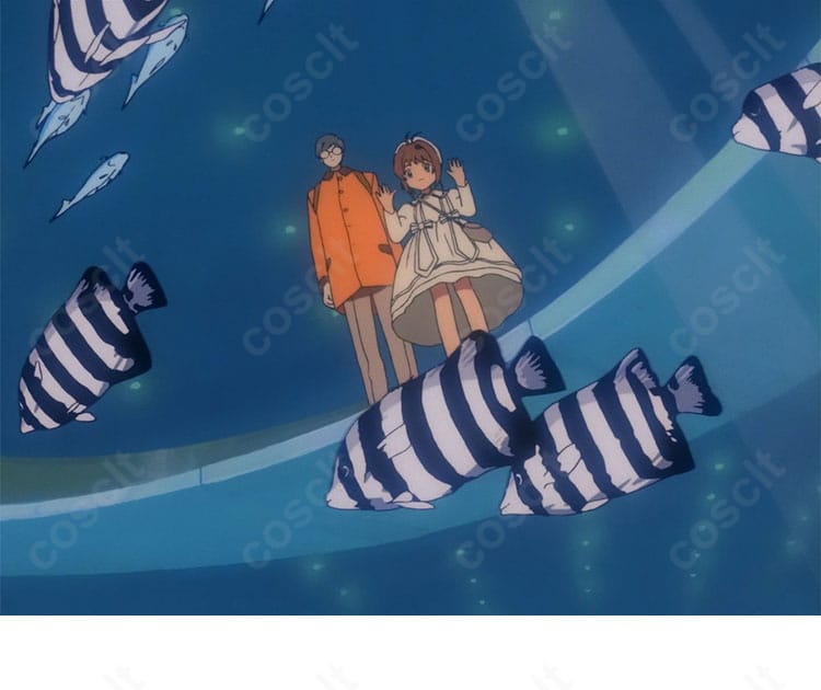 木之本桜「水族館」私服コスプレ衣装のイメージイラスト風カット