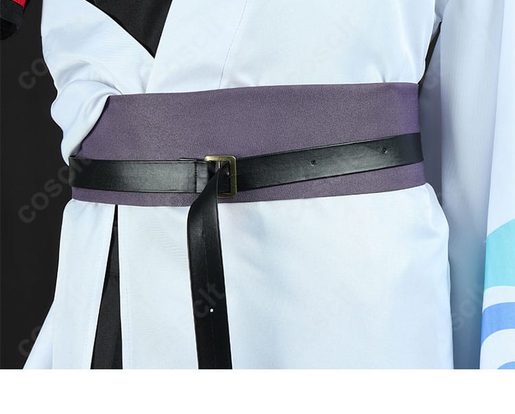 ランモバ×銀魂コラボ衣装の腰封・腰帯ディテール。面ファスナー＋バックルの二重固定でサイズ調整が容易。