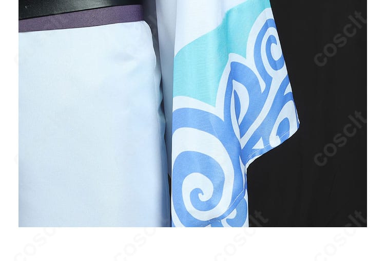 坂田銀時衣装の袖口装飾アップ。刺繍と縫製のステッチワークが映える仕上がり。