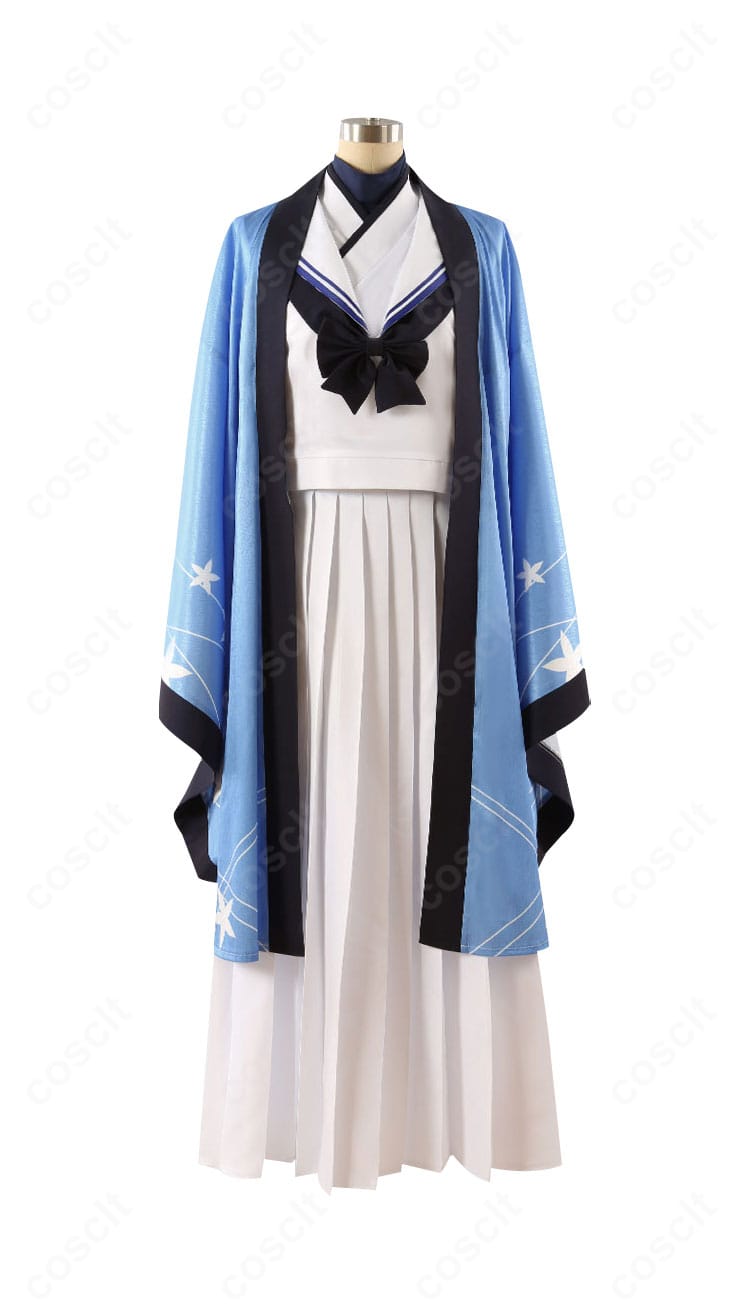 ブルーアーカイブ 御稜ナグサのコスプレ衣装正面。コートとスカートが端正に揃い高再現の学園制服スタイルを表現。