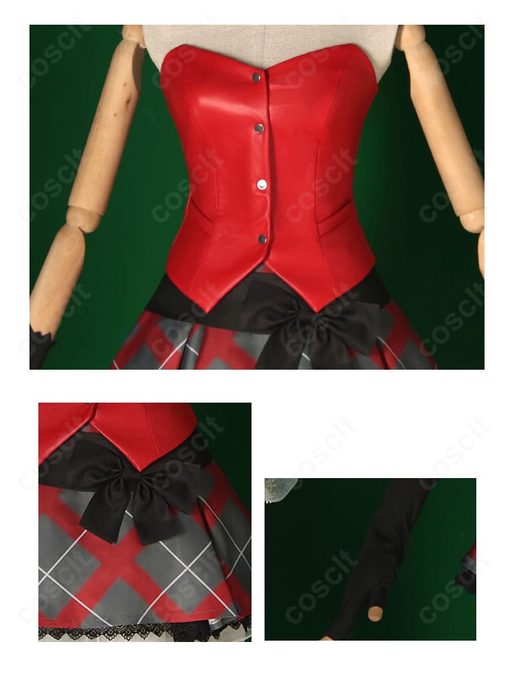 トップス・スカート・手袋・チョーカー・コルセットベルトの装飾ディテール。高発色と緻密な意匠でキャラクター性を忠実に表現。