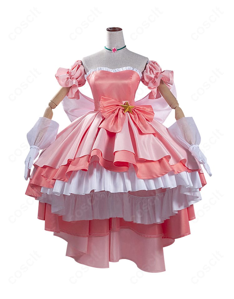 花園花鈴 コスプレ衣装の正面画像。パフスリーブとフレアシルエットがわかる高再現デザイン。