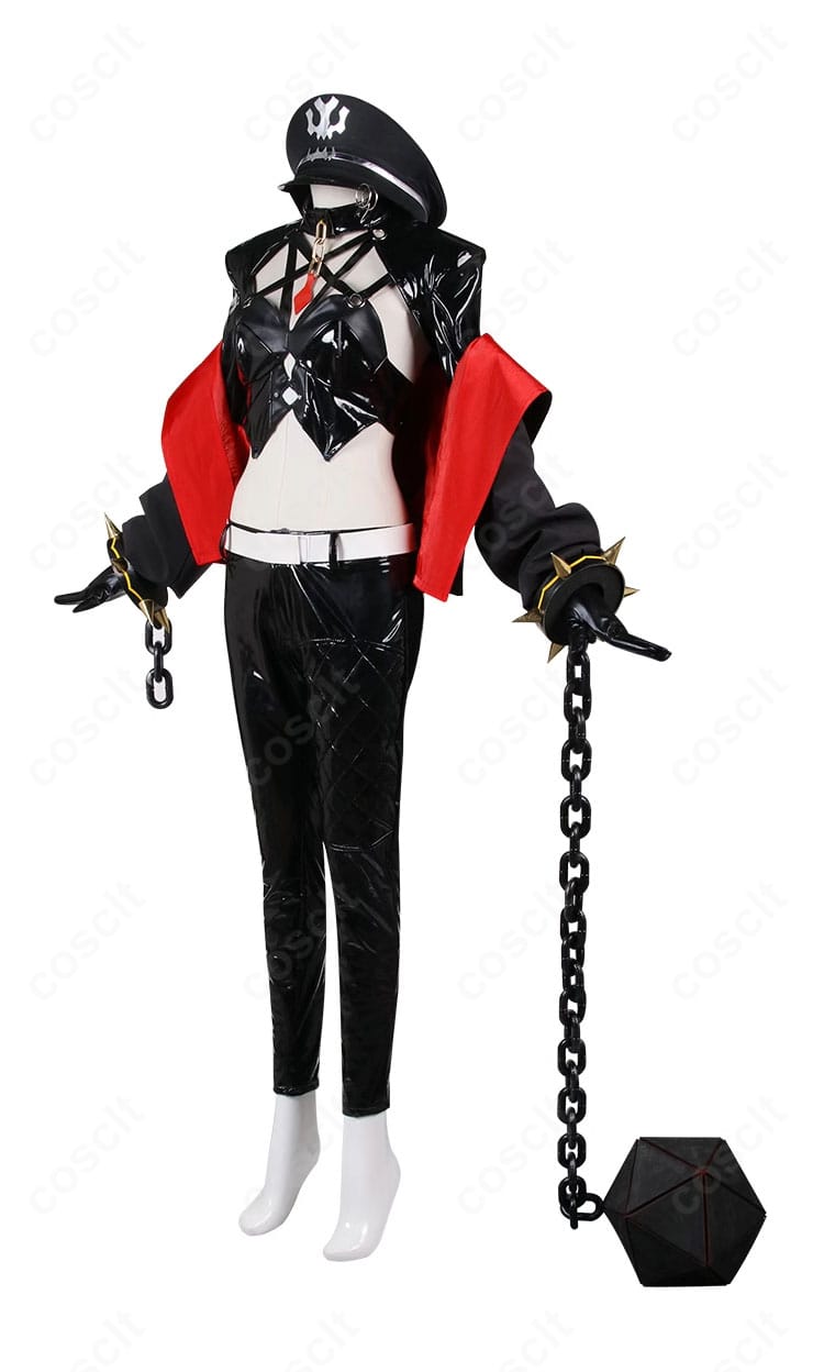 シャックル・カトリーナ コスプレ衣装の側面シルエット（ベルトとコートライン）