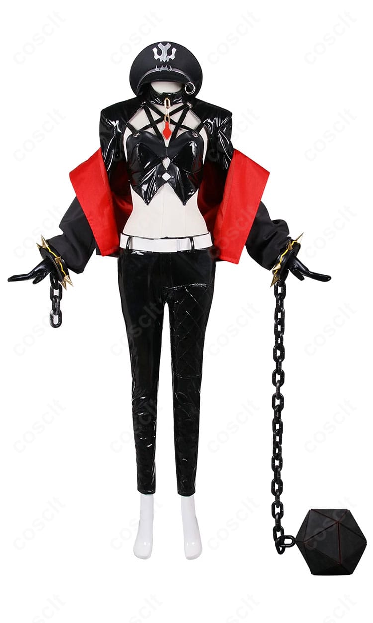 シャックル・カトリーナ コスプレ衣装の正面全身カット（コートと赤い襟の配色）