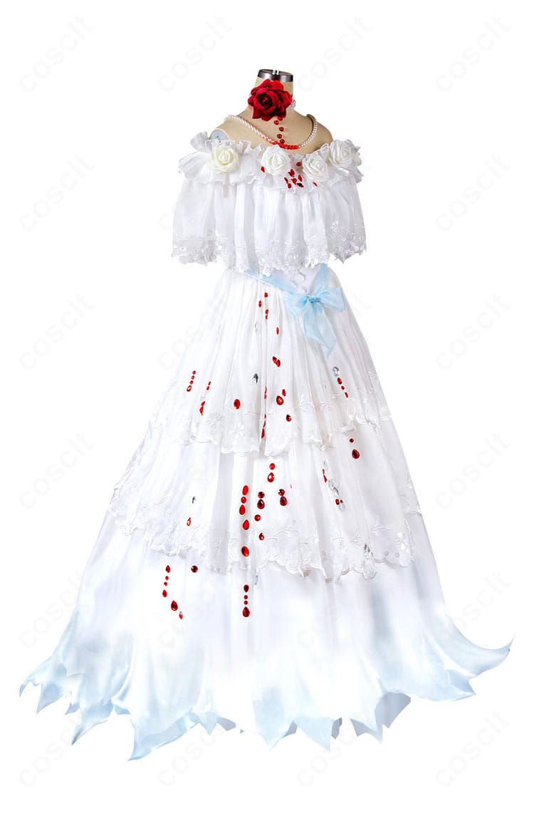 マリー衣装の側面ディテール。ウエストラインと装飾の立体感が分かる角度