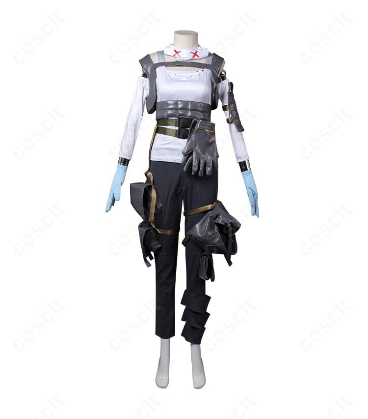 高精度に再現したライフライン衣装の正面全身写真(タンクトップと装備のレイアウトが分かる)