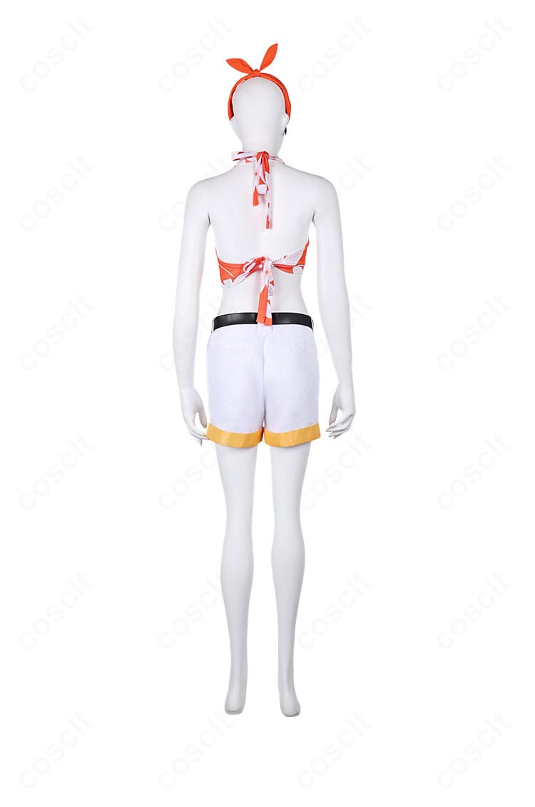 ファイナルファンタジーVII リバース ユフィ・キサラギの水着コスプレ衣装 背面。バックスタイルのカッティングとフィット感、縫製の仕上がりが分かる