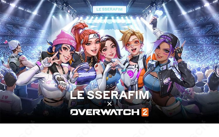 オーバーウォッチ2 LE SSERAFIMコラボ版 カモリ・キリコ衣装の公式イメージ再現を示すキャラクター参考画像