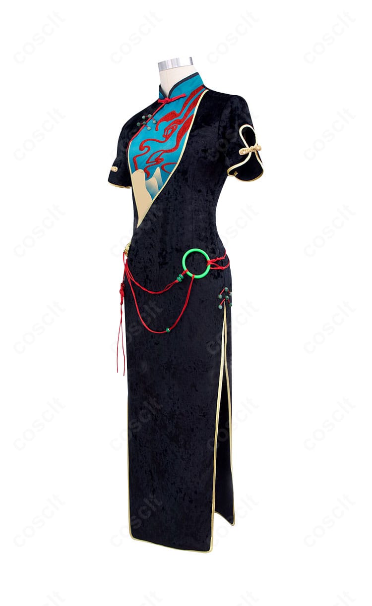 無期迷途 エンジェルのチャイナドレス衣装 左側面。シアー切替と腕飾り・手袋の質感が分かる角度