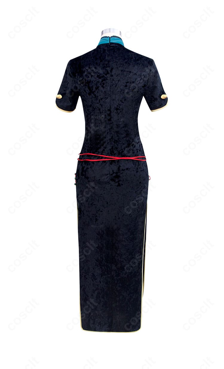 無期迷途 エンジェルのチャイナドレス衣装 背面。背面開閉部と腰飾りの配置、流れるラインを強調