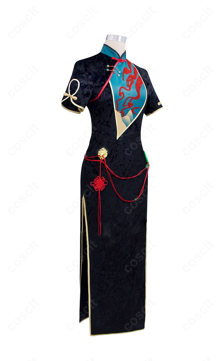 無期迷途 エンジェルのチャイナドレス衣装 右側面。胸元〜ウエストのラインとサイドスリットのディテール