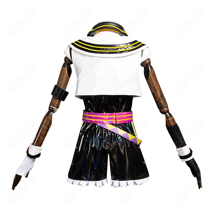 鏡音レン Muse Dashコラボ衣装 背面全体。背中の装飾とベルトのレイアウトを確認できる画像