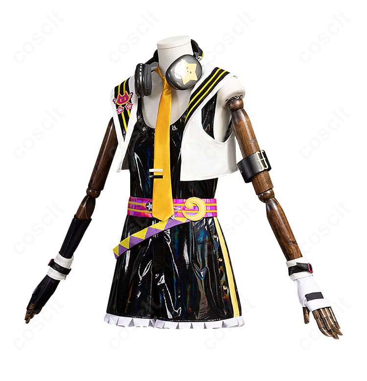 鏡音レン Muse Dashコラボ衣装 側面全体。ヘッドセットと袖口装飾、ショートパンツのラインを強調