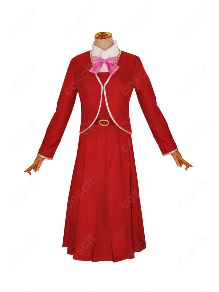 化野乙 コスプレ衣装の正面全身。ワンピースとコートの重ね、シャツの見え方まで再現した高再現コーデの確認用画像。