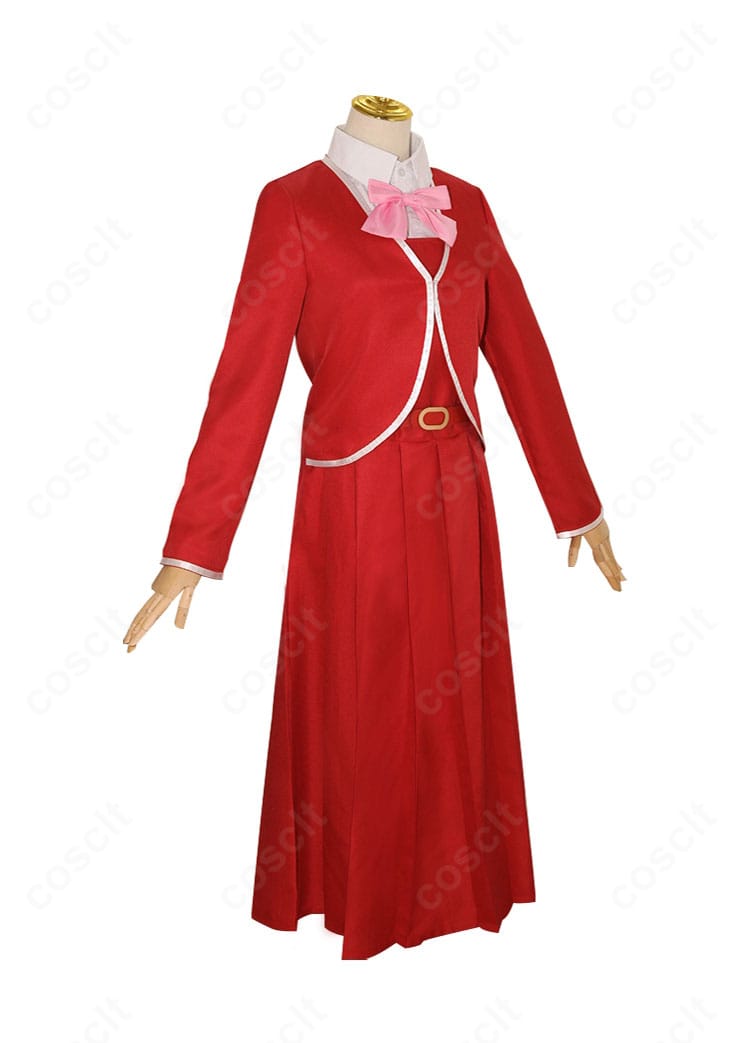 化野乙 コスプレ衣装の側面。ウエストベルトと蝶結びの立体感、サイドラインの落ち感が分かるディテール画像。