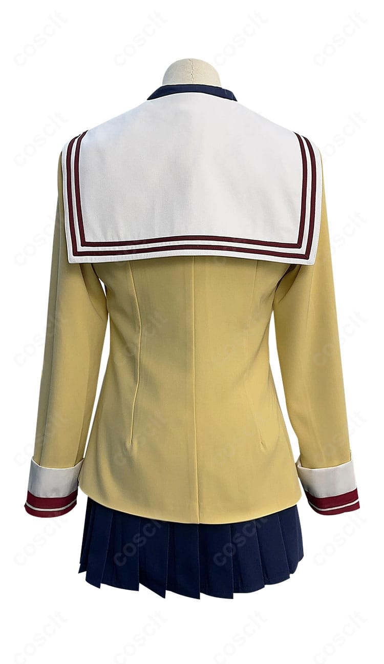 古河渚コスプレ衣装の背面。ヨーク切替と背面の装飾ラインを詳細表示