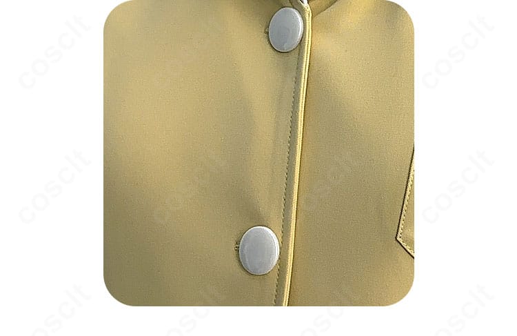 衣領周辺の縫製とパイピングの仕上がりを近接で表示