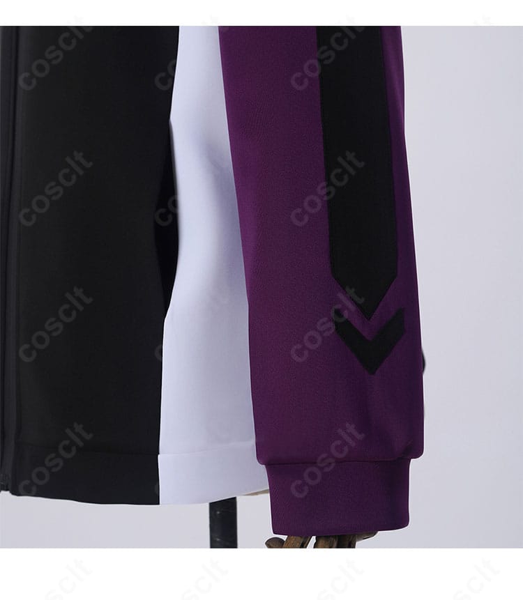 桐先高校 ジャージ コスプレ衣装の袖ディテール。運動性を意識した袖口の仕様とステッチが見えるアップ。