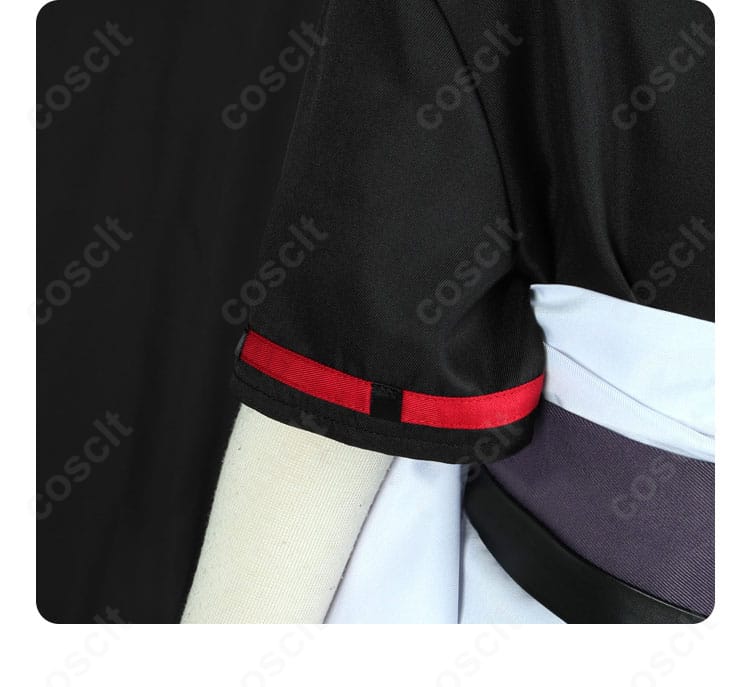 衣袖の装飾ディテール。袖口へのライン取りと柄配置、布のハリ感を確認できる。