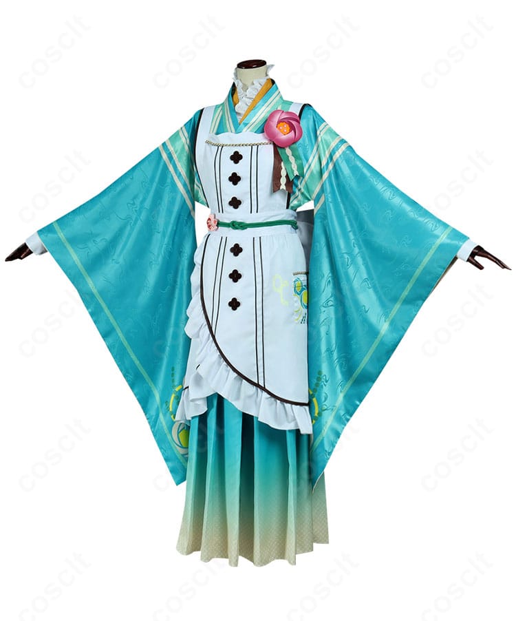 紫之 創 コスプレ 恋こい喫茶衣装の側面シルエットとエプロンラインの確認