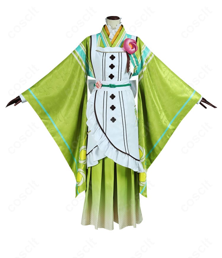 天祥院英智 慕情喫茶のコスプレ衣装 正面アップ。襟飾りと胸元装飾の配置が分かる画像。