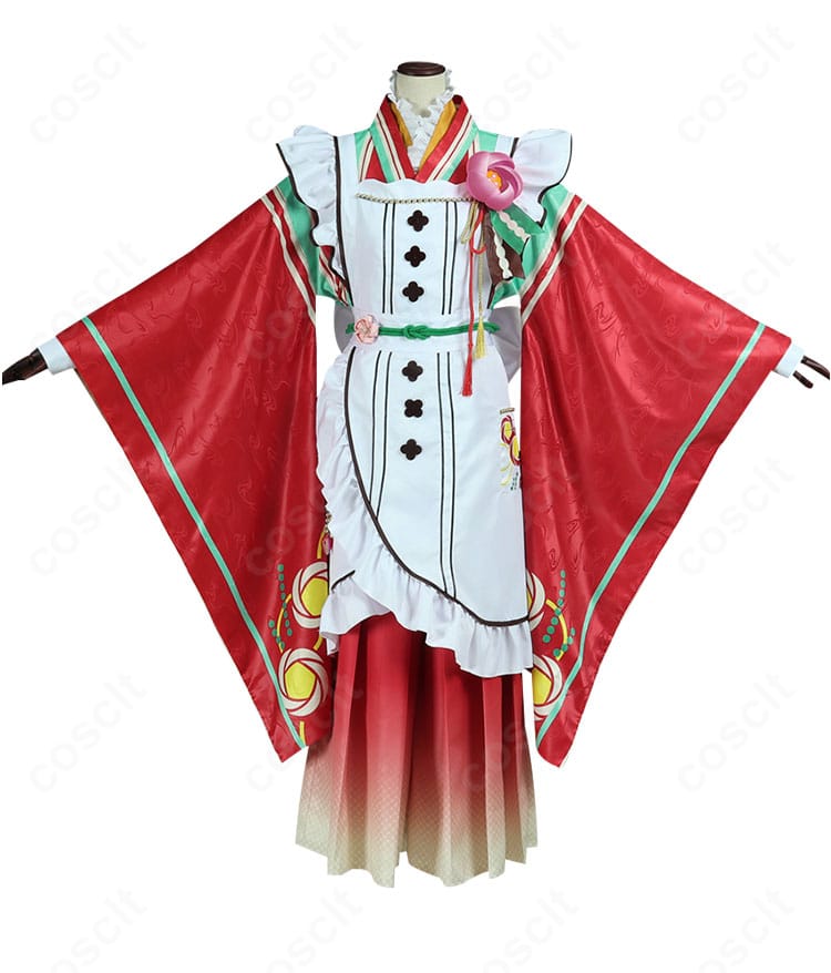 姫宮桃李 ウェイター衣装の正面全身。配色バランスと胸元の装飾、エプロンの形状が分かるカット。