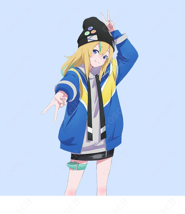 夜のクラゲは泳げない 山ノ内花音のコスプレ衣装を着用したキャラクターイメージ。夜色のコントラストと装飾で世界観を表現。