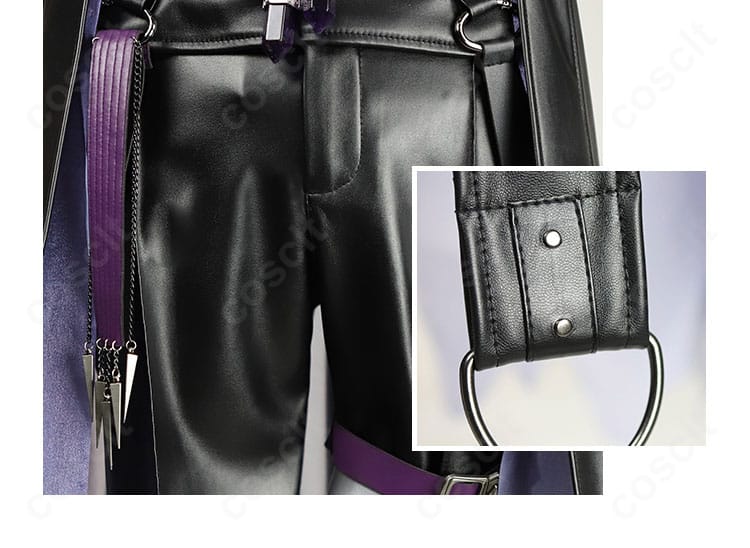 ズボン裾の装飾とライン取り、ステッチの見え方を示す詳細