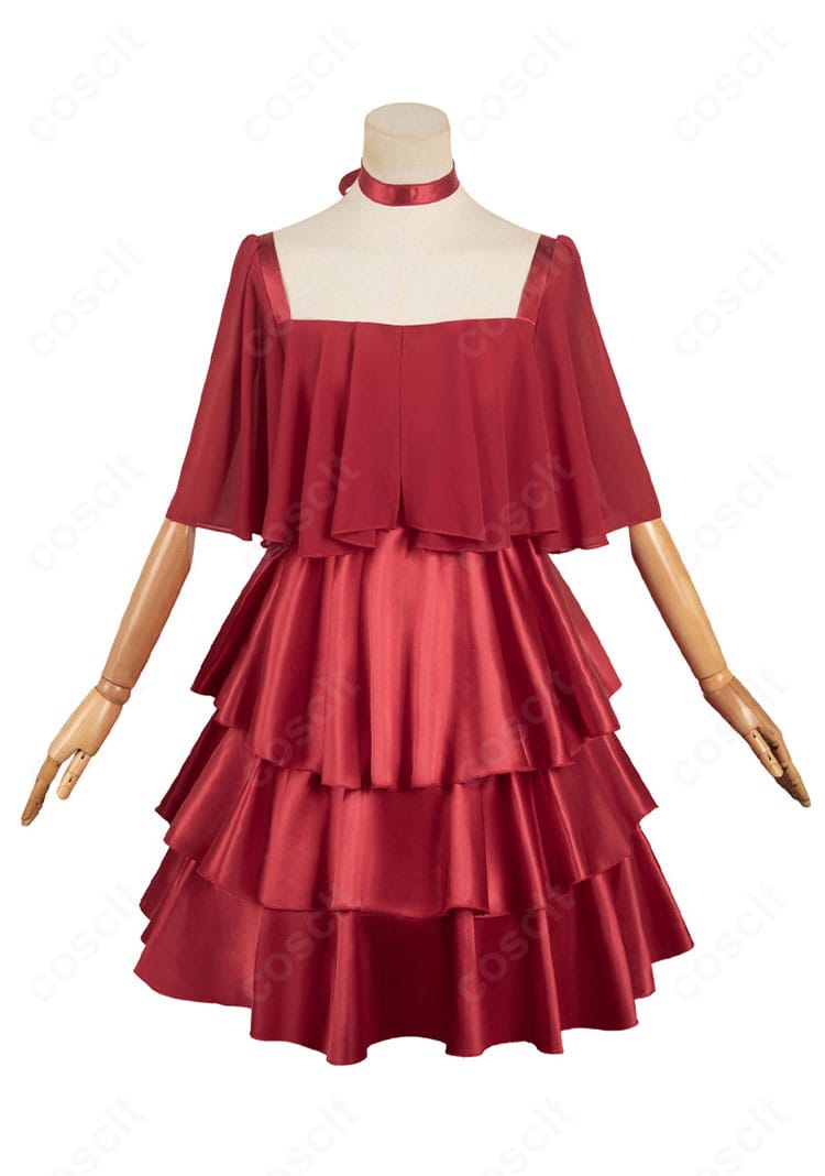 フリーレン 赤いドレス衣装の正面全身。上品なシルエットと深紅の発色が映える