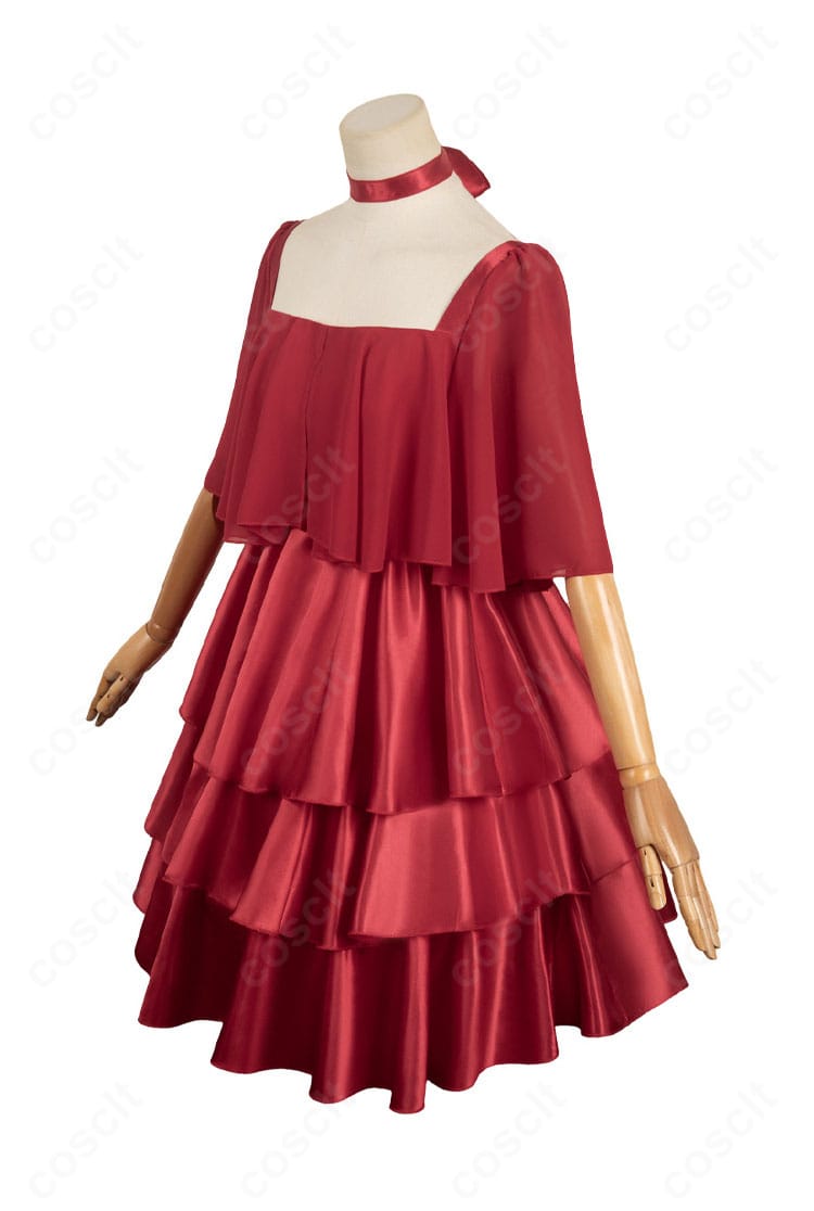 フリーレン 赤いドレス衣装の右側面。ウエストラインとスカートのフレア感を確認
