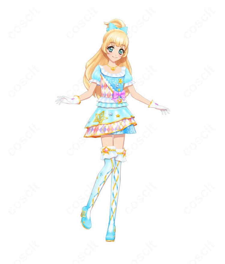 アイカツスターズ!白鳥ひめ パステルトップスターコーデのコスプレ衣装一式。星飾りと花風刺繍が際立つ高再現デザイン。