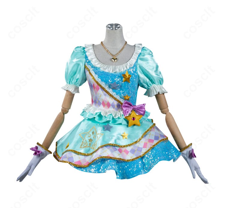 白鳥ひめ パステルトップスターコーデ正面。上品なパステル配色とアクセサリーでゴージャスに仕上げたドレス。