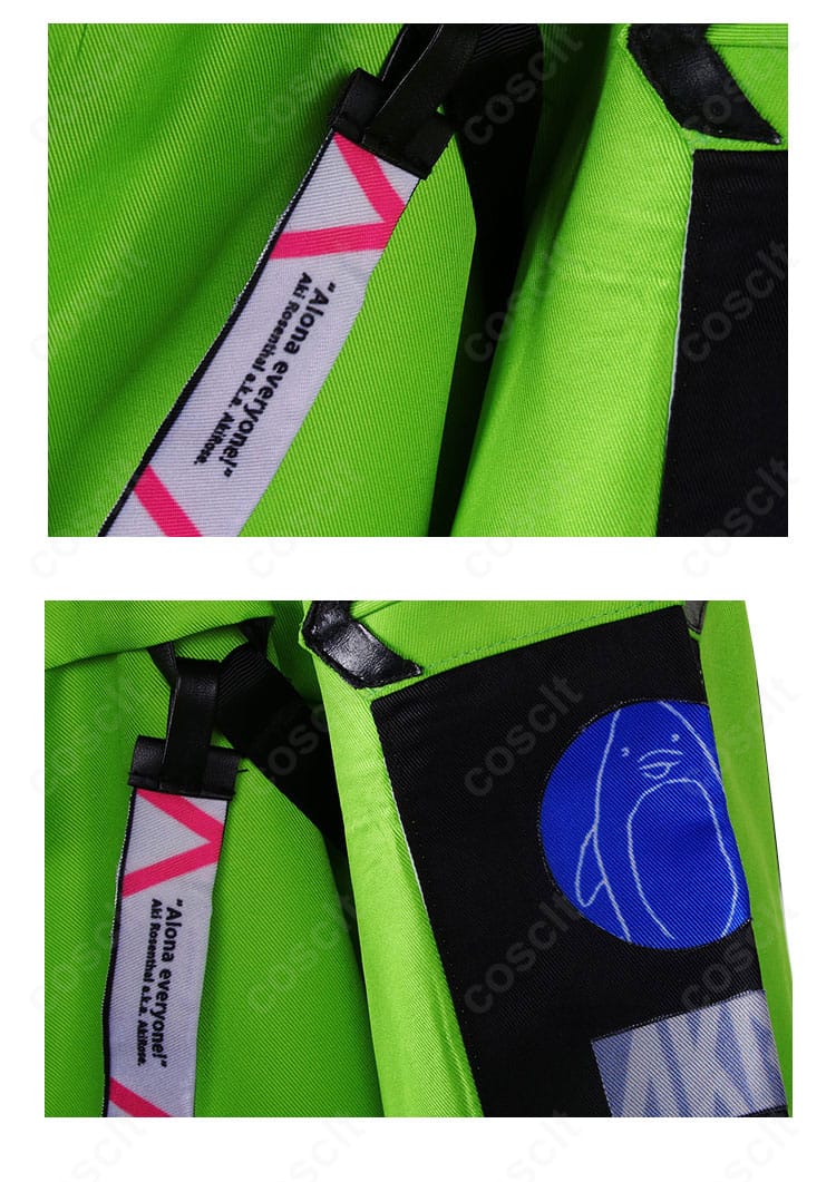 アキ・ローゼンタール コスプレ衣装の肩・袖装飾ディテール。ステッチと配色トリムで再現度を強調。